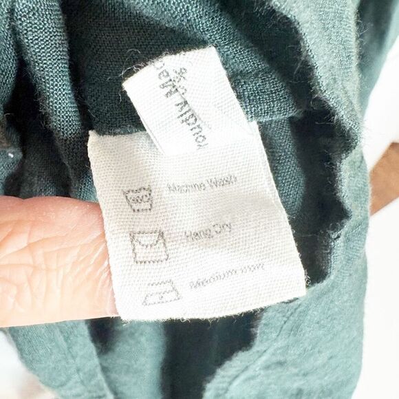 Ann Mashburn Dark Green Square Neck Puff Sleeve Linen Maxi Dress Women’s Size M - Picture 10 of 14